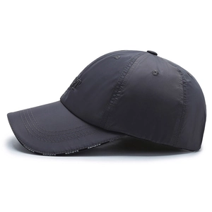 Dark gray breathable quick-dry baseball cap with SPORTS embroidery for outdoor sun protection