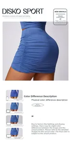 Macro detail of high-waist blue ruched skirt with refined side drawstring pleats