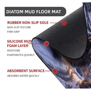 Detailed 3-layer structure of diatom mud mat with non-slip base and absorbent surface