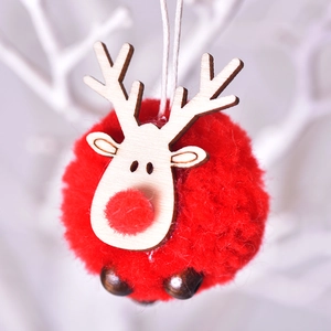 Noël rouge pompon renne suspension ornement mignon peluche cerf fête décor accessoire