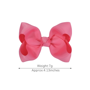 Pink 4.13 inch grosgrain ribbon bow hair clip for girls on white background