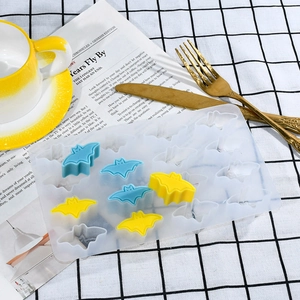 Detailed view of 15-cavity silicone bat mold for Halloween baking and DIY resin crafts