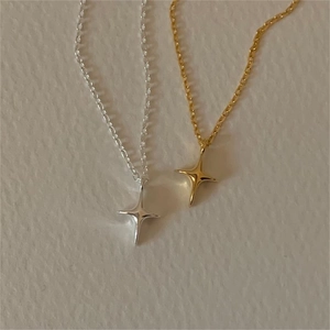 925 Sterling Silver Necklace With Polished Star Shaped Pendant Minimalist Korean Ins Style Women Daily Accessories