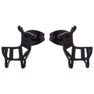 Minimalist matte black cutout deer earrings with a geometric animal silhouette design