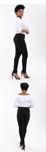 Vues détaillées du jean slim noir taille basse montrant la coupe latérale et arrière