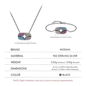 S925 sterling silver star necklace and bracelet set with size chart information