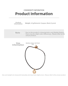 Detail showing copper and black crystal necklace with dimensions and 4.1g weight