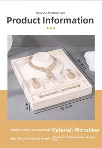 Detail view of microfiber jewelry display tray with specific dimensions 30.2 x 25.2 cm