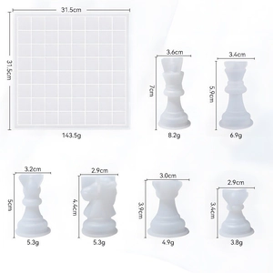 Spécifications de taille pour les moules en silicone de jeu d'échecs 3D en résine