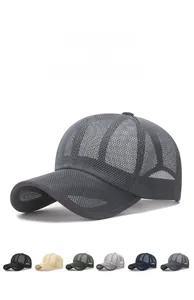 Detail of breathable mesh baseball cap fabric showing six color options for summer