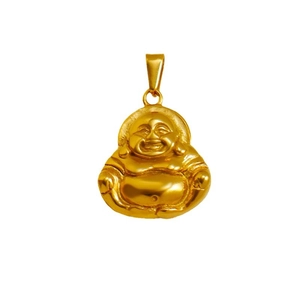 24K gold plated laughing Buddha pendant with intricate details and glossy finish