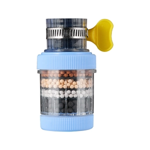 Rotatable kitchen faucet water filter with maifan stone beads and adjustable clamp