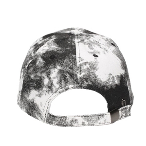 Tie-dye baseball cap with adjustable metal buckle back view on a white background