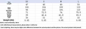 Size chart for metallic textured double-breasted jacket showing detailed measurements