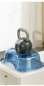 Strong load-bearing detail of a blue portable hair washing basin for bedridden care