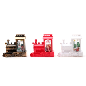 Christmas train lantern decor set in bronze, red and white with festive LED scenes
