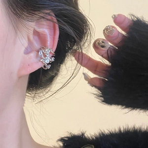 Zirconia Flower Ear Cuff Non Pierced Earrings Copper Floral Ear Bone Clip Korean Style Women Elegant Silver Color Accessory