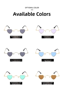 Selection of retro heart-shaped metal sunglasses in six different lens colors