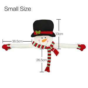Plush Christmas snowman tree topper decoration with red scarf and black hat in small size