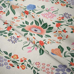 Close-up detail of bohemian mandala floral tapestry showing soft fabric texture and pleats