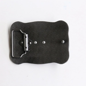 Detailed back view of vintage zinc alloy belt buckle showing prong and metal loop