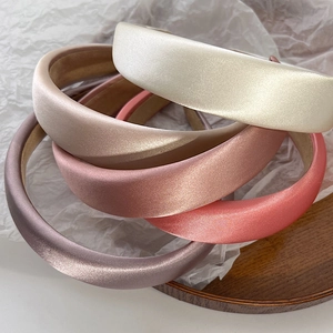Satin Sponge Padded Headband Thickened Solid Color High Top French Style Hair Hoop Accessories For Women
