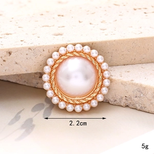 Golden flower pearl charm 2.2cm for phone case and DIY jewelry accessories