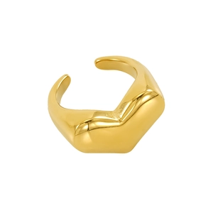 Minimalist 18K gold stainless steel open ring with heart shape on a clean white background