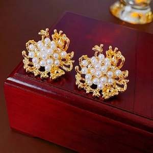 Orecchini A Lobo Vintage Con Fiori In Lega Con Künstliche Perle Di Imitazione E Perno In Argento Gioielli Eleganti Per Donna