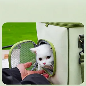 Collapsible pet travel carrier with wheels and breathable side window for cats and dogs