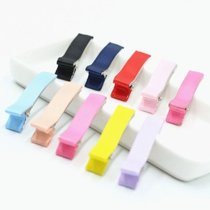 Colorful Half Wrapped Ribbon Metal Duckbill Hair Clips DIY Candy Color Grosgrain Hairpins For Girls Women