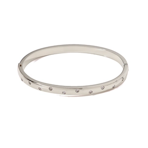 Luxurious silver stainless steel bracelet with circular micro-pave diamond setting
