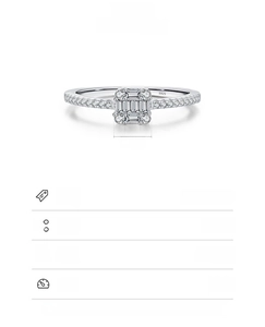 Detailed chart showing S925 sterling silver ring dimensions and cubic zirconia specs