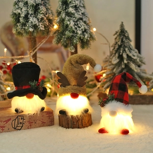 LED Light Up Christmas Gnome Plush Hanging Ornaments Glowing Nordic Gonk Santa Snowman Reindeer Holiday Home Decor