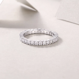 Elegant S925 sterling silver eternity ring with sparkling moissanite stones