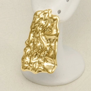 Irregular 18k gold plated 304 stainless steel earrings with molten lava texture finish