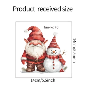 Detail showing 14cm Christmas wall decal with cartoon gnome and snowman graphics