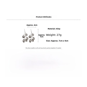 Detailed view of silver leaf-shaped earrings with alloy material and dimensions