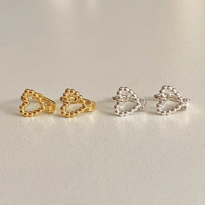 Heart Hoop Earrings With 925 Sterling Silver Beaded Texture Minimalist Chic Fashion Jewelry For Women Gold Silver Color
