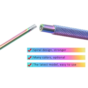 Macro detail of the spiral screw interface and non-slip knurled handle on the lash mirror