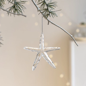 Decorazione per albero di Natale in cristallo a forma di stella con riflessi sfaccettati