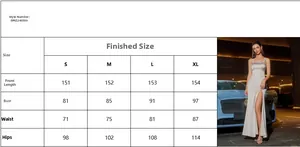 Detailed size chart for elegant sequin patchwork sleeveless evening party dress