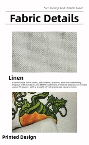 Detail of durable polyester linen pillowcase showing 160g fabric texture and print
