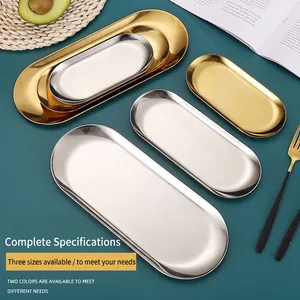 Stainless Steel Oval Storage Tray Mirror Polished Nordic Style Decorative Plate For Jewelry And Snacks