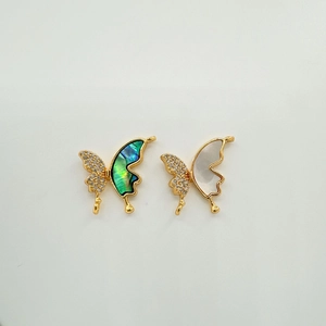 18K gold plated butterfly charms with abalone and mother of pearl for DIY jewelry