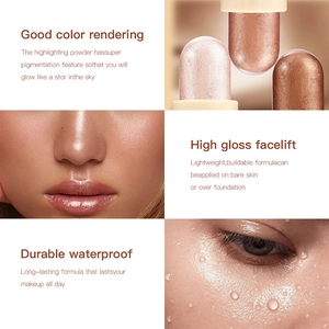 Details zu wasserfesten Highlighter-Sticks in Champagner, Rosa und Bronze für Glanz