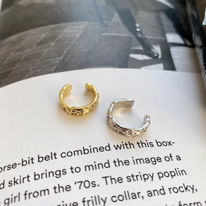 Irregular Lava Texture Ear Cuff 925 Sterling Silver Hammered Open Hoop Minimalist Jewelry For Women Modern Industrial