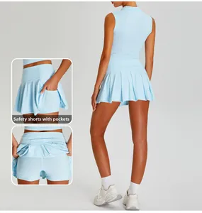 Detail of inner safety shorts with convenient side pocket for high-waist tennis skirt