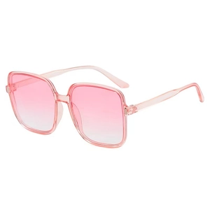 Fashionable oversized square sunglasses with pink transparent frame and gradient lenses