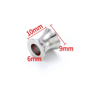 Technical drawing of silver metal spacer beads with specific size markers 10mm and 9mm
